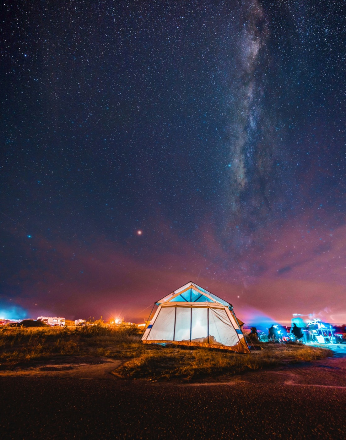 Festival tent at night